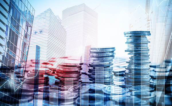 Förderung Kfw Bafa,  Geld und Gebäude sowie ein Diagramm symbolisch für das Thema Kosten, Immobilie